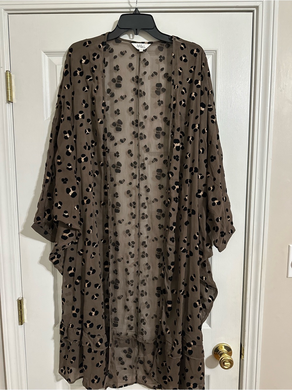 Amaryllis Taupe Sheer Animal-Print Kimono
